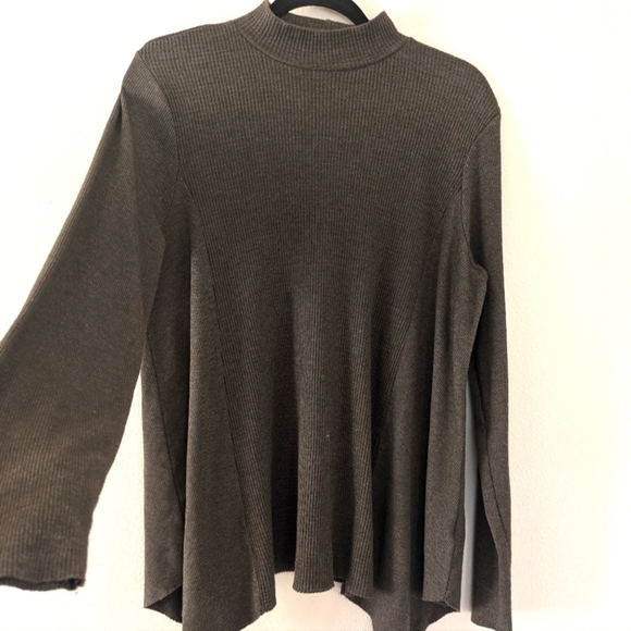 Anthropologie t.la Olive Green Mock Neck Asymmetrical Waffle Knit Tunic sz M - Picture 4 of 12